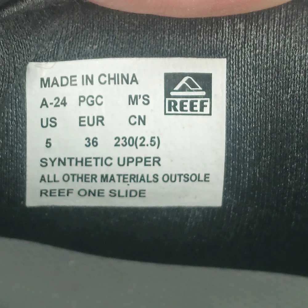 Reef One Slide Mens 5 Womens 7 Black Athletic Beach Pool Sandals CI3765